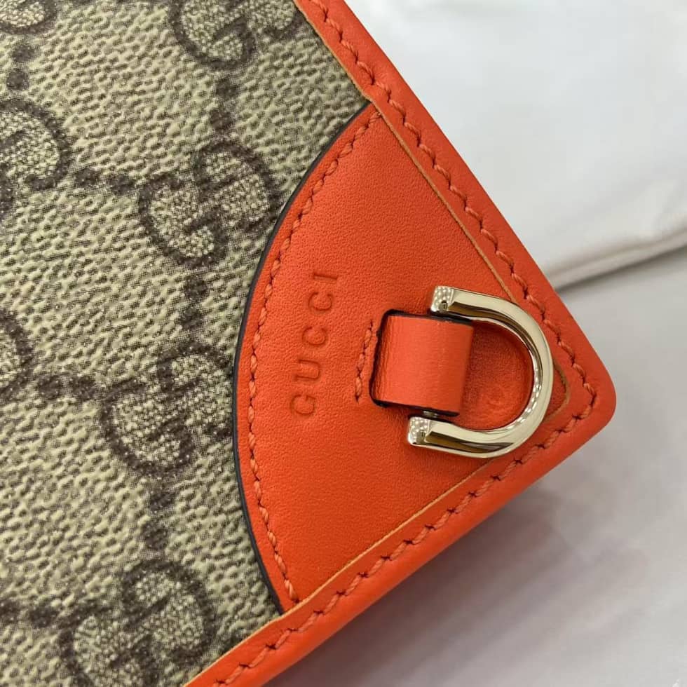 Gucci GG Emblem Small Beige Orange Wallet 820692_5_163786 Gucci GG Emblem Small Beige Orange Wallet 820692
