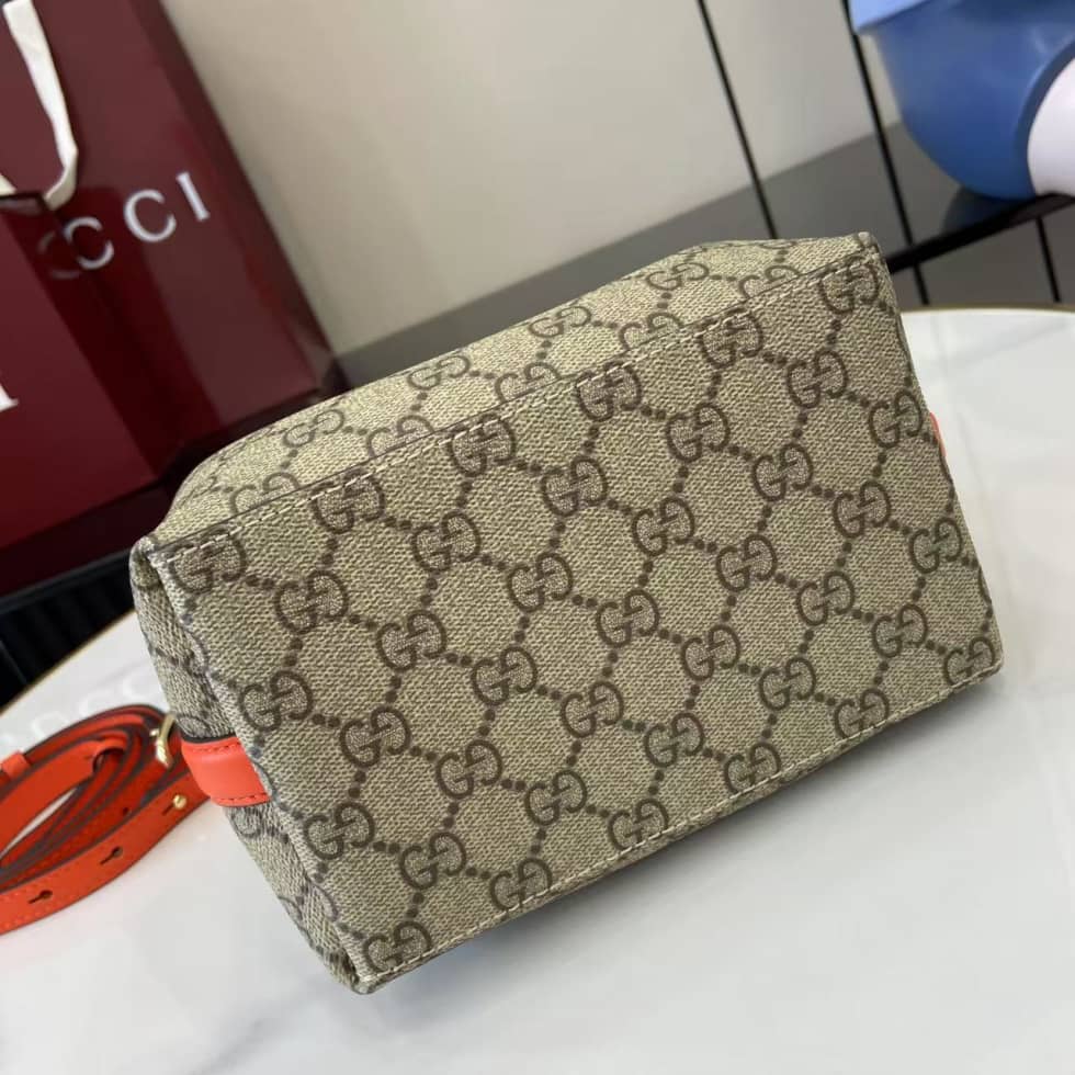 Gucci GG Emblem Small Beige Orange Bucket Bag_3_163826 Gucci GG Emblem Small Beige Orange Bucket Bag