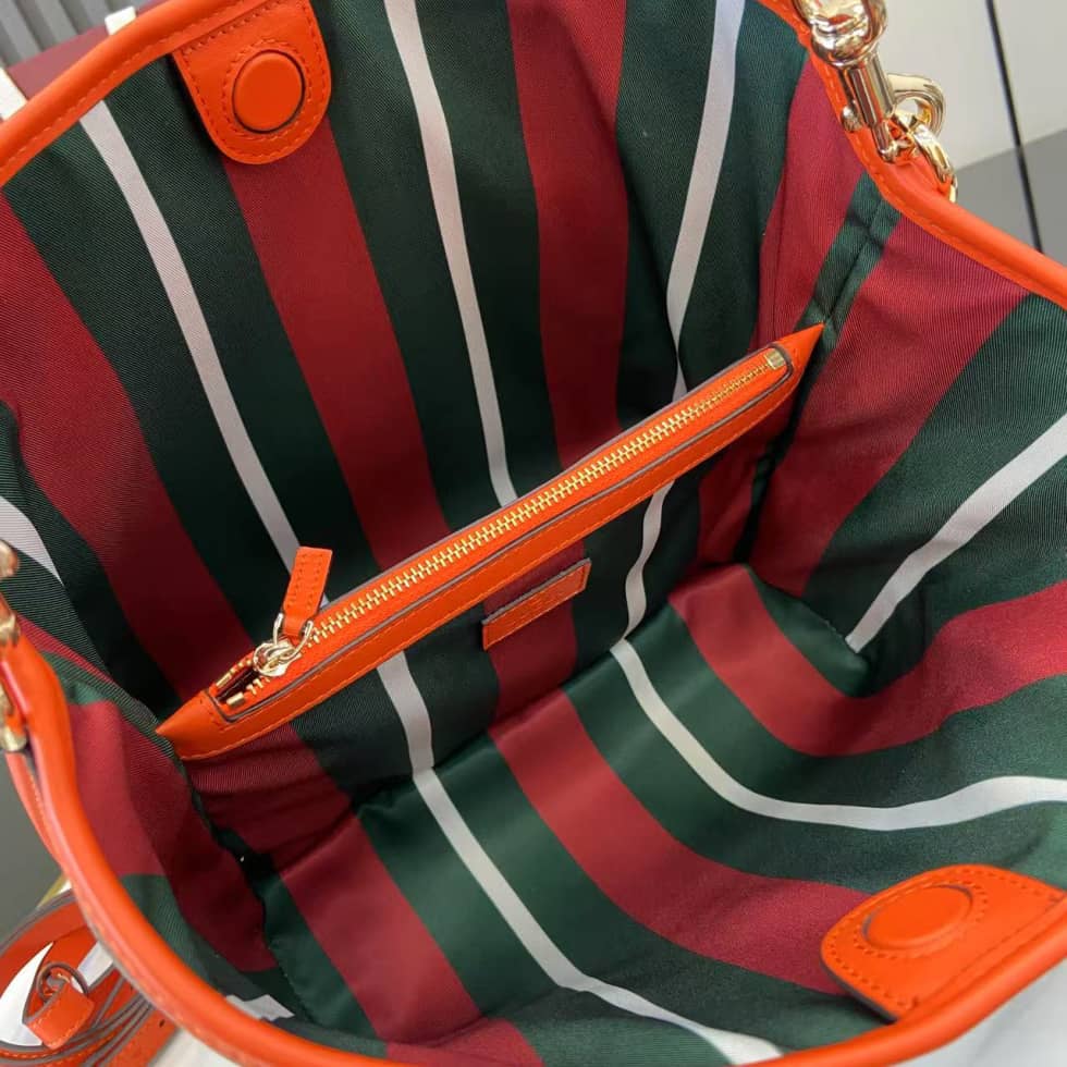 Gucci GG Emblem Medium Beige Orange Bucket Bag_7_163836 Gucci GG Emblem Medium Beige Orange Bucket Bag