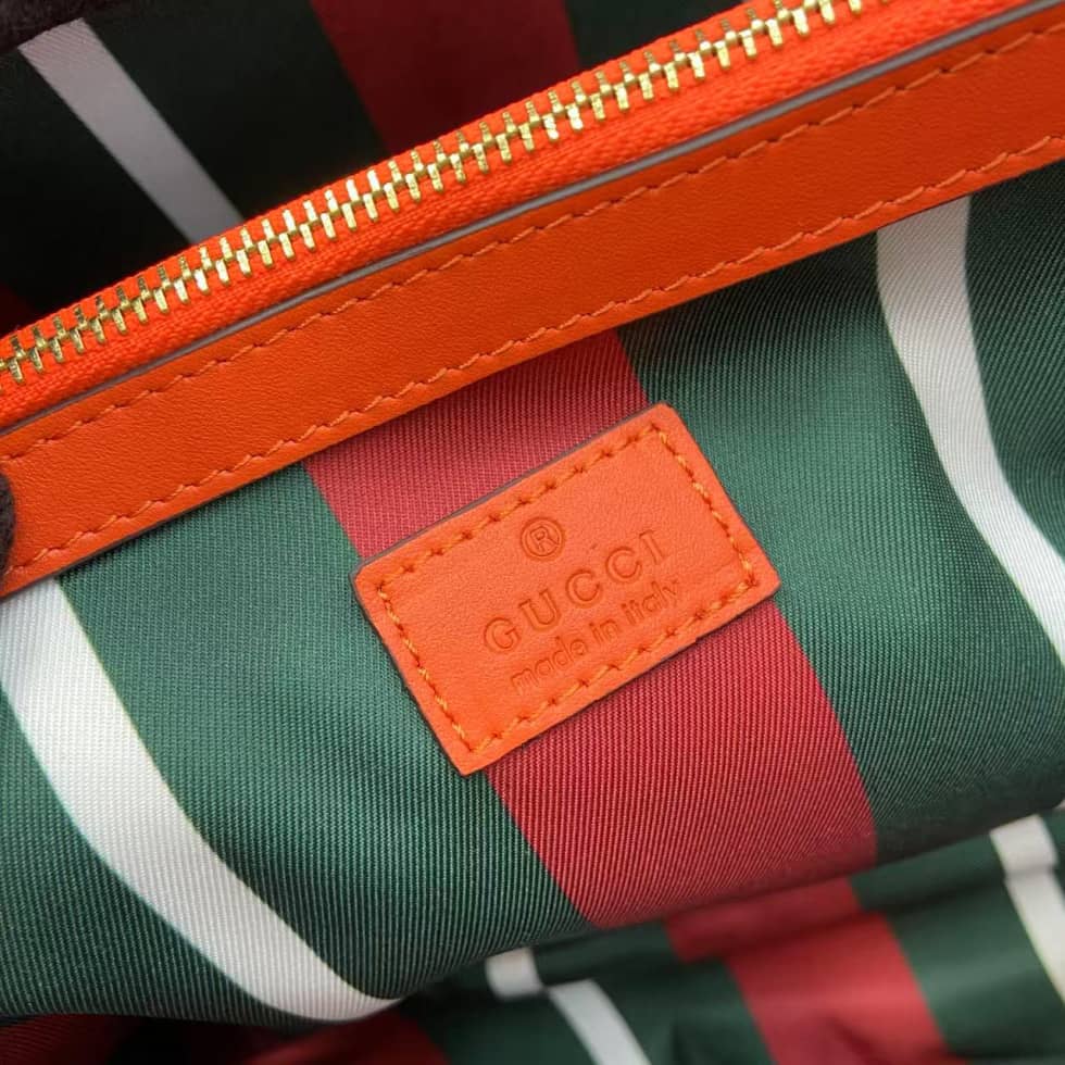 Gucci GG Emblem Medium Beige Orange Bucket Bag_8_163836 Gucci GG Emblem Medium Beige Orange Bucket Bag