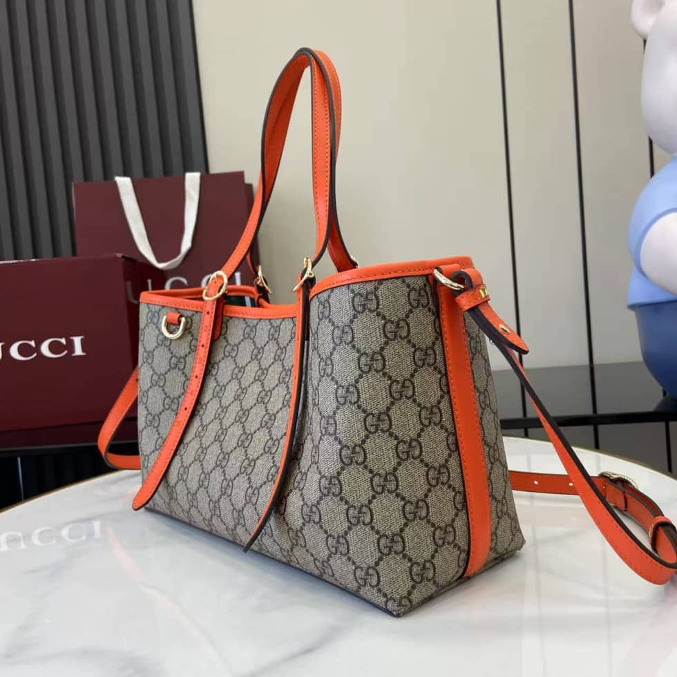 Gucci GG Emblem Medium Beige Orange Tote 815214_2_163846 Gucci GG Emblem Medium Beige Orange Tote 815214