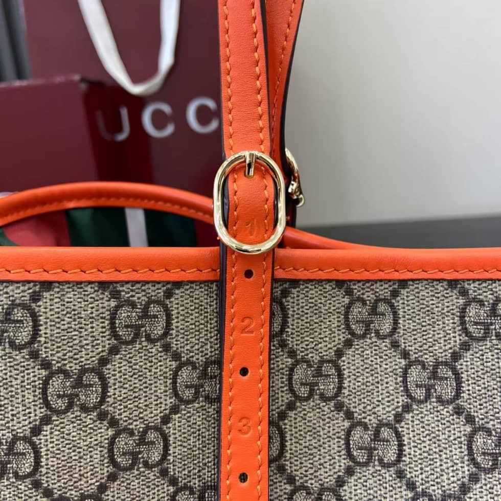 Gucci GG Emblem Medium Beige Orange Tote 815214_3_163846 Gucci GG Emblem Medium Beige Orange Tote 815214