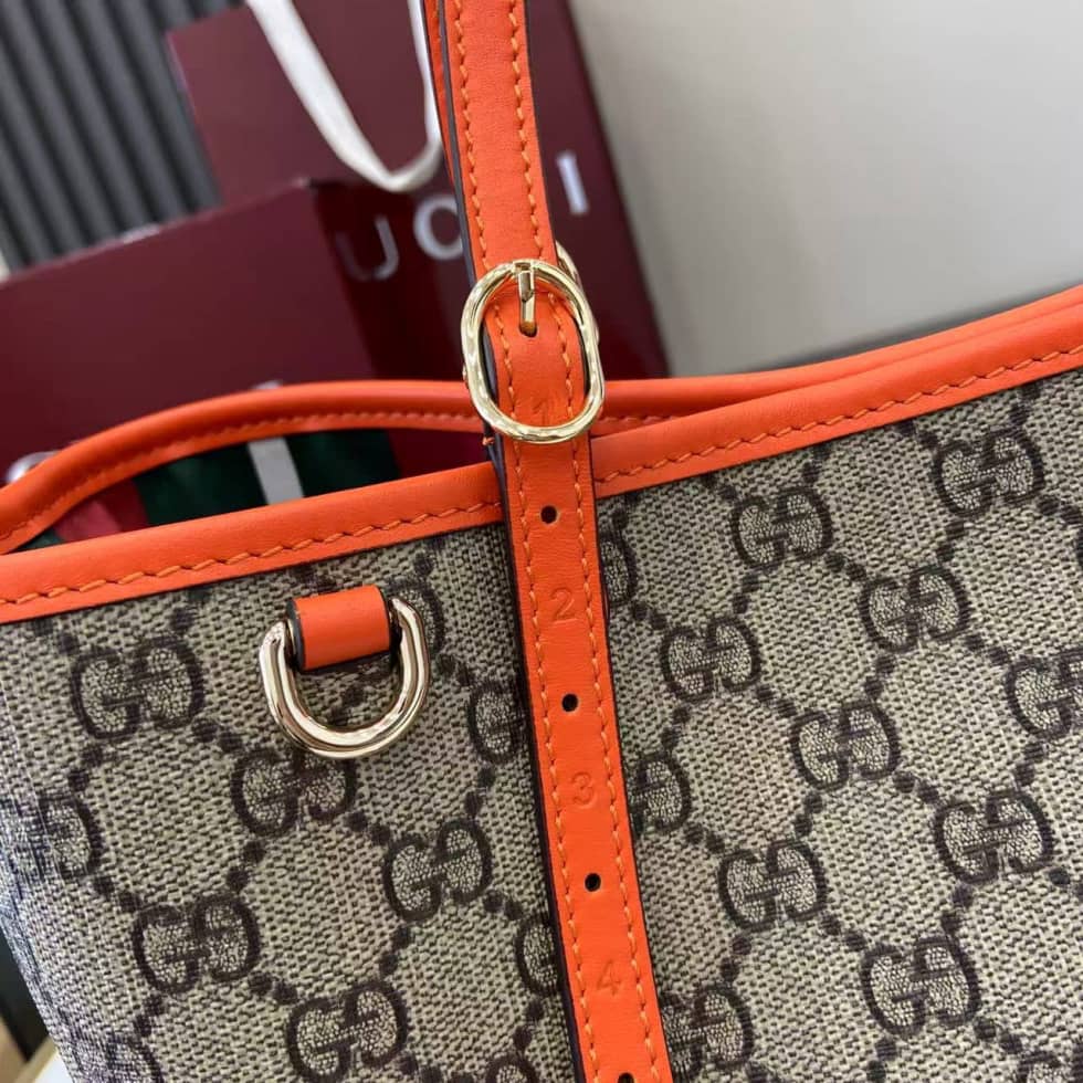 Gucci GG Emblem Medium Beige Orange Tote 815214_4_163846 Gucci GG Emblem Medium Beige Orange Tote 815214