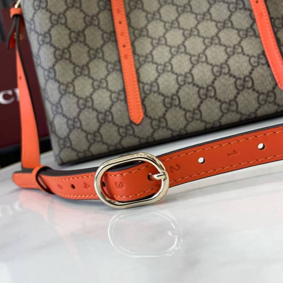 Gucci GG Emblem Medium Beige Orange Tote 815214_5_163846 Gucci GG Emblem Medium Beige Orange Tote 815214