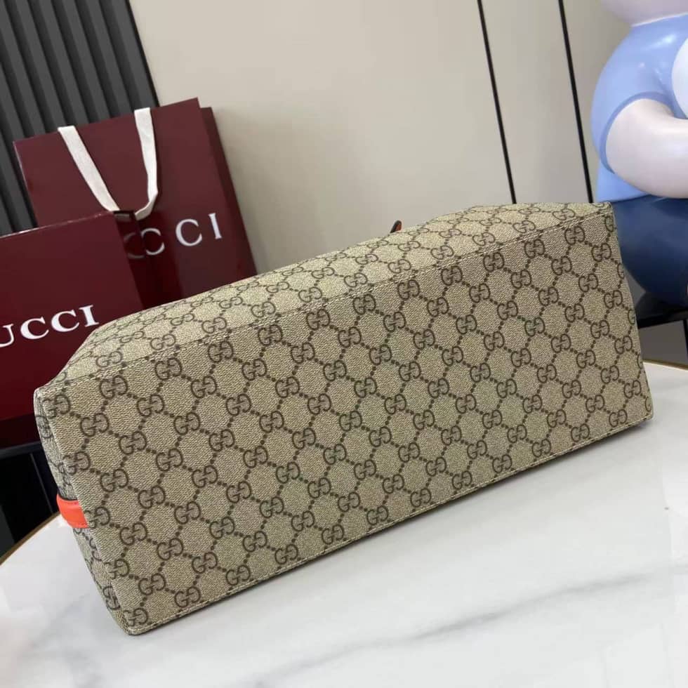 Gucci GG Emblem Large Beige Orange Tote 815213_3_163856 Gucci GG Emblem Large Beige Orange Tote 815213