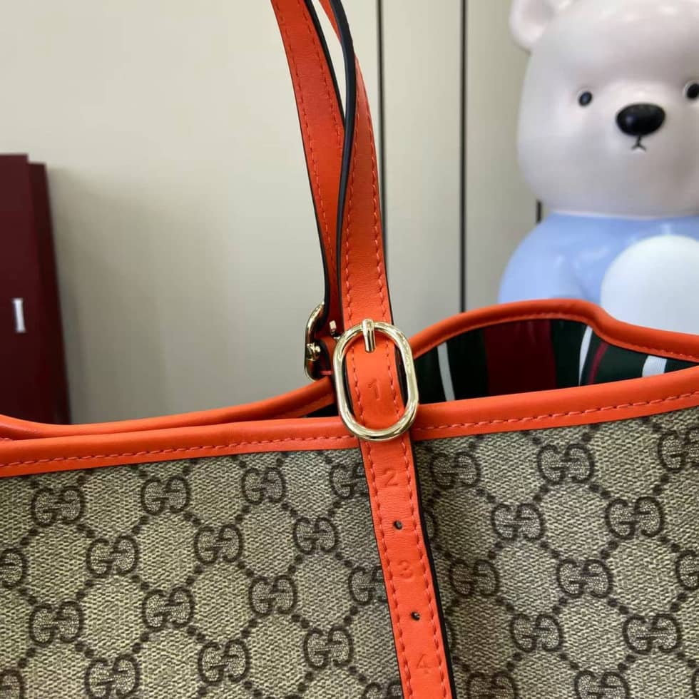 Gucci GG Emblem Large Beige Orange Tote 815213_5_163856 Gucci GG Emblem Large Beige Orange Tote 815213