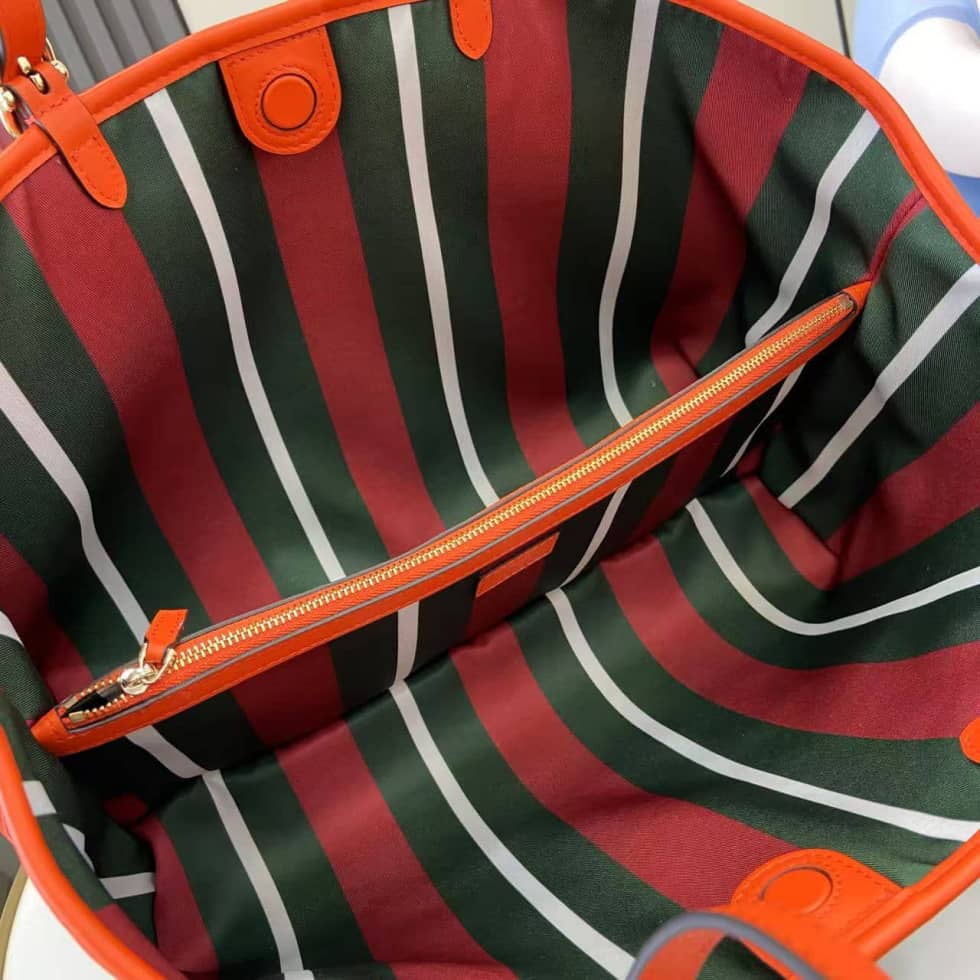 Gucci GG Emblem Large Beige Orange Tote 815213_6_163856 Gucci GG Emblem Large Beige Orange Tote 815213