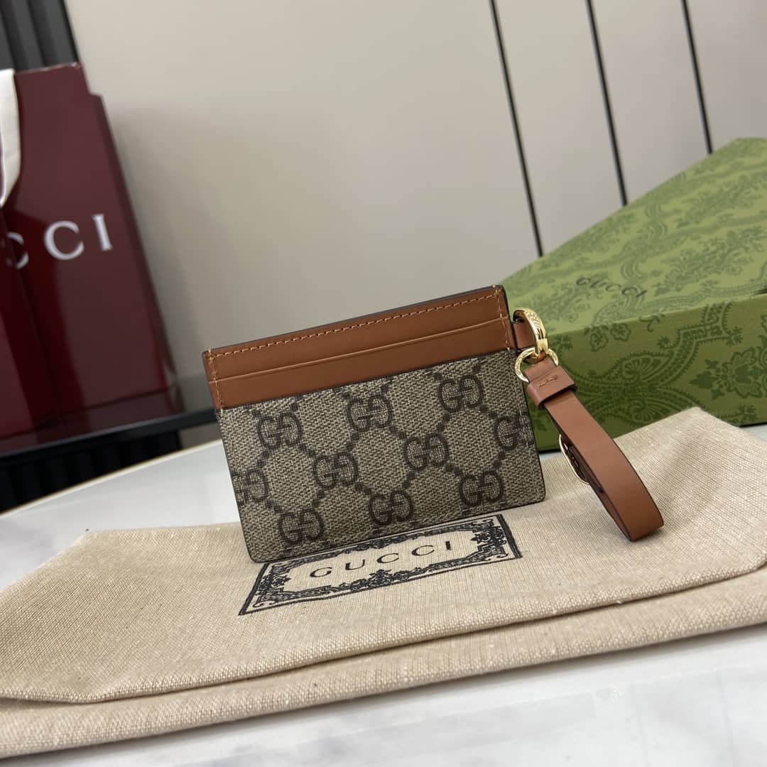 Gucci GG Emblem Beige Brown Card Case 819121_1_163866 Gucci GG Emblem Beige Brown Card Case 819121