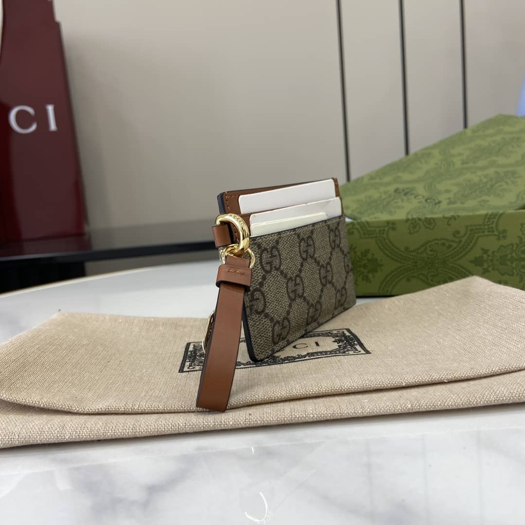 Gucci GG Emblem Beige Brown Card Case 819121_2_163866 Gucci GG Emblem Beige Brown Card Case 819121