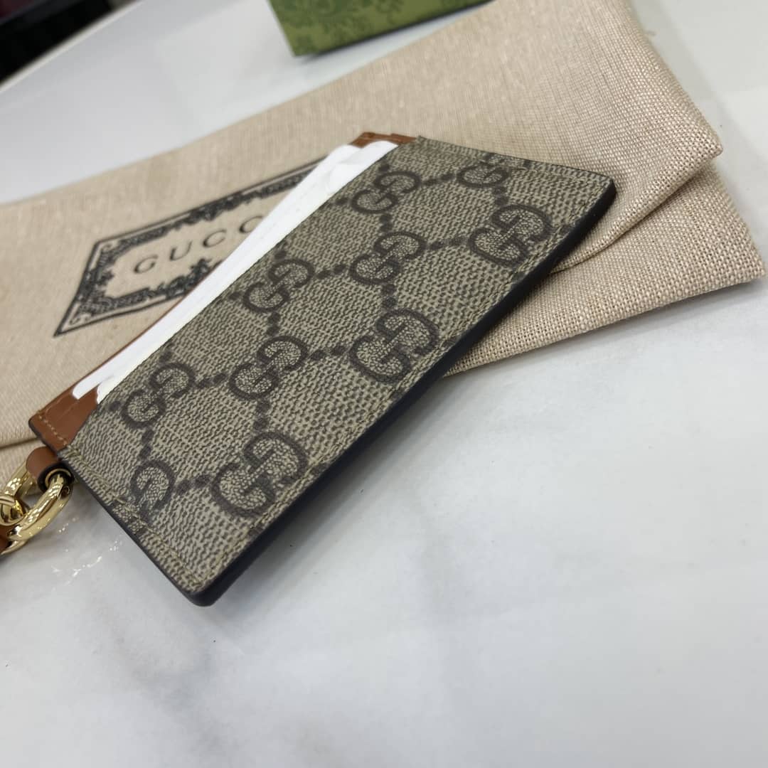Gucci GG Emblem Beige Brown Card Case 819121_3_163866 Gucci GG Emblem Beige Brown Card Case 819121