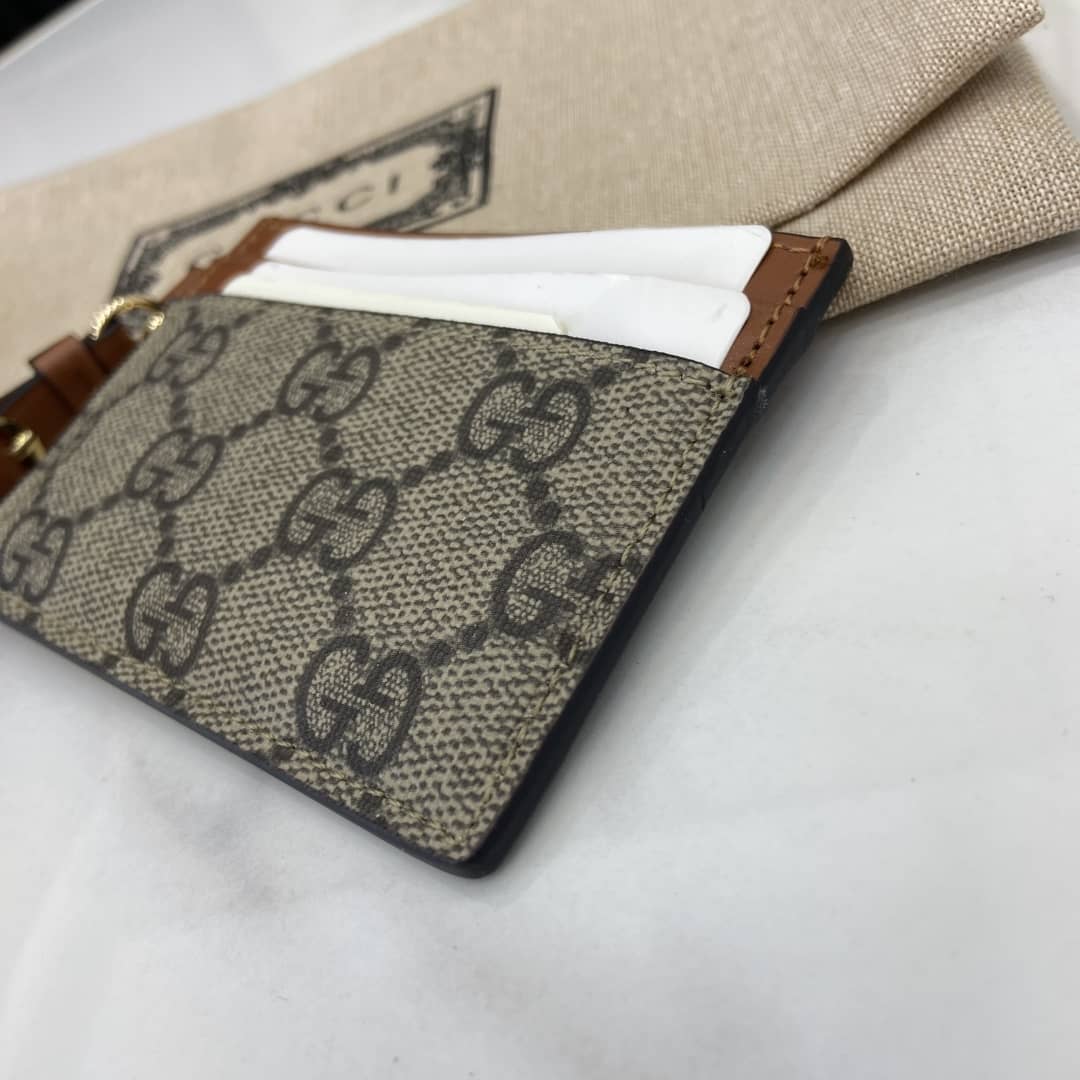 Gucci GG Emblem Beige Brown Card Case 819121_7_163866 Gucci GG Emblem Beige Brown Card Case 819121