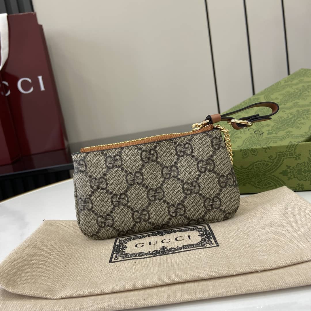 Gucci GG Emblem Beige Brown Key Pouch 819113_2_163876 Gucci GG Emblem Beige Brown Key Pouch 819113