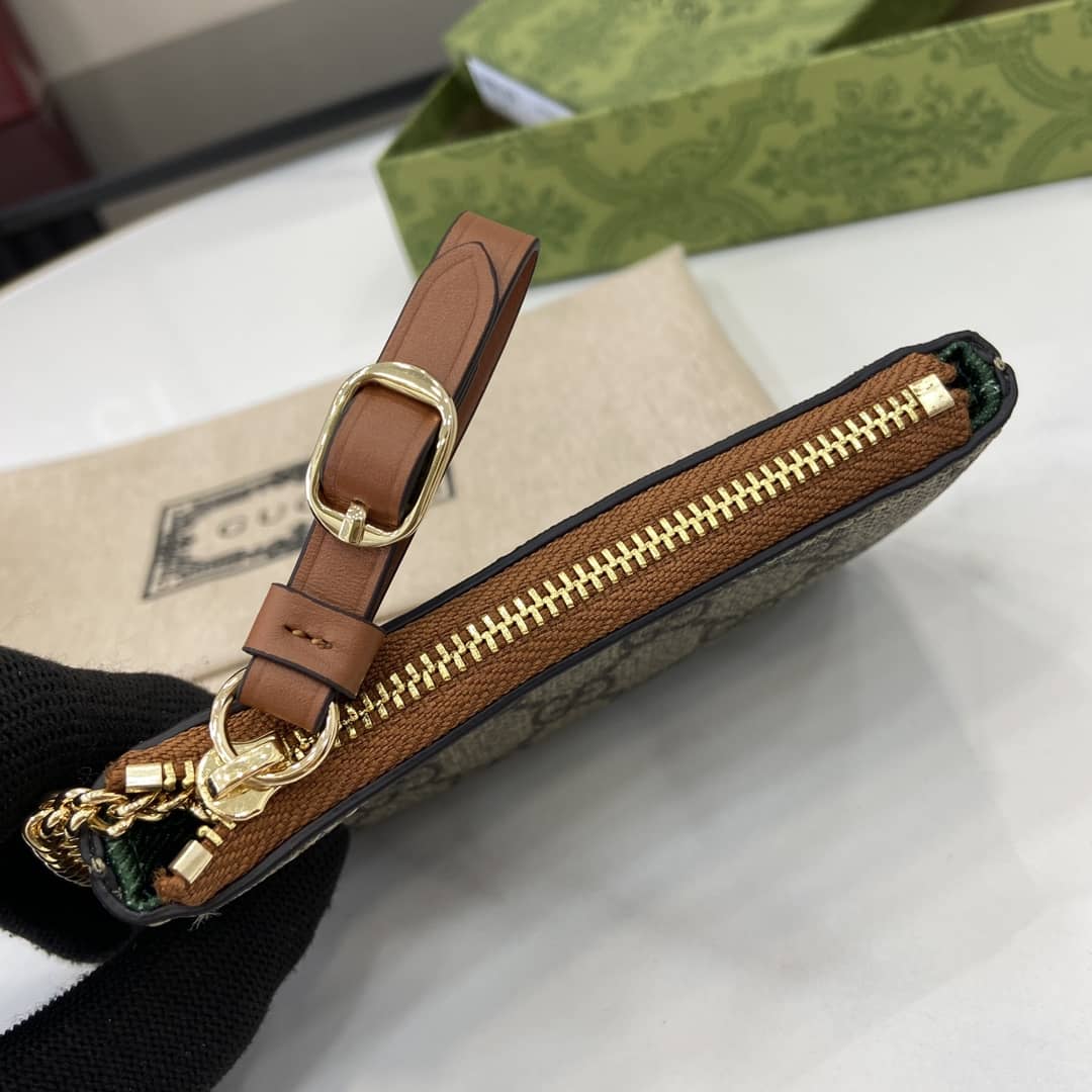 Gucci GG Emblem Beige Brown Key Pouch 819113_6_163876 Gucci GG Emblem Beige Brown Key Pouch 819113