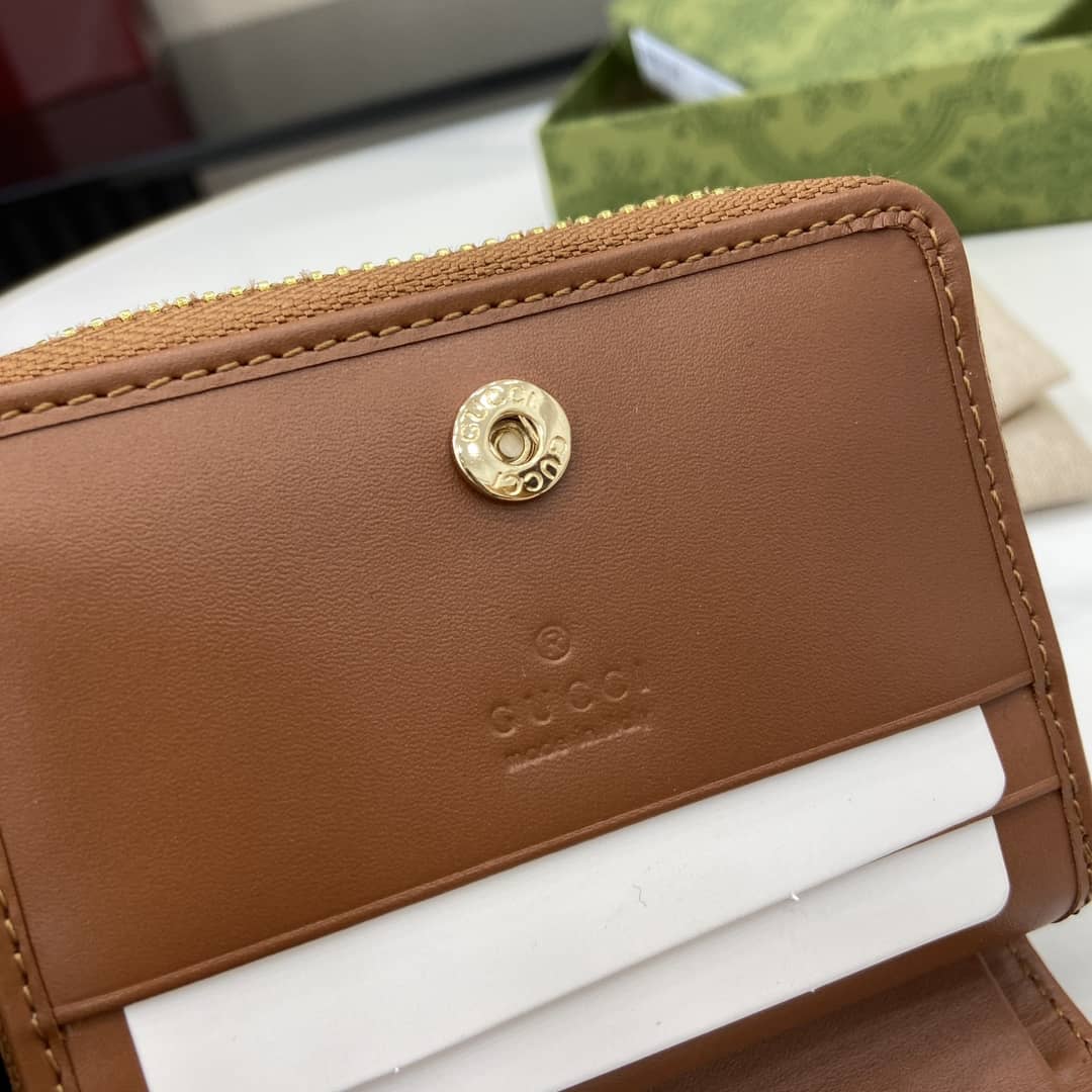 Gucci GG Emblem Mini Beige Brown Zip Wallet_7_163886 Gucci GG Emblem Mini Beige Brown Zip Wallet