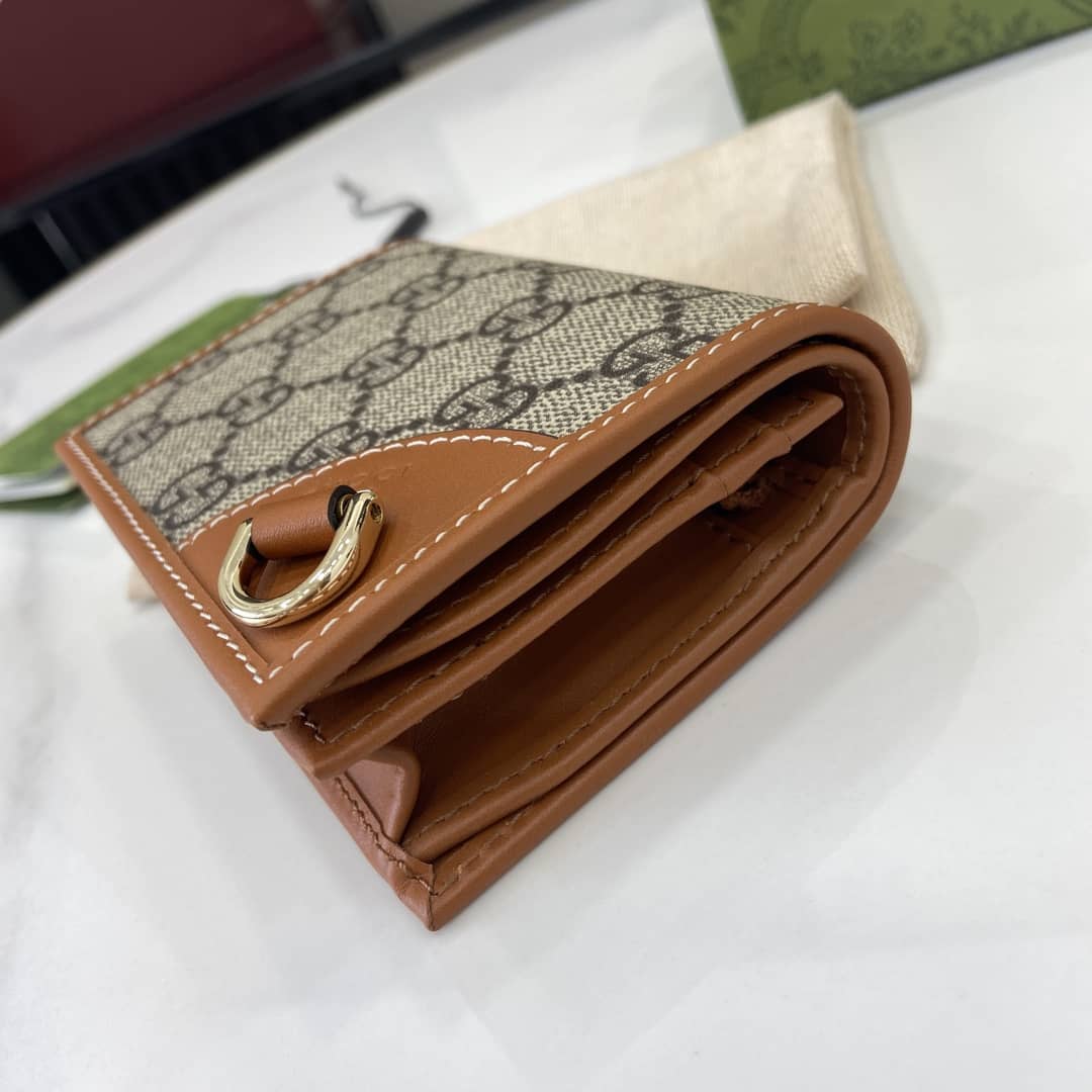 Gucci GG Emblem Small Beige Brown Wallet 820692_4_163896 Gucci GG Emblem Small Beige Brown Wallet 820692