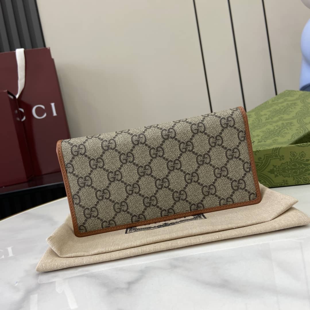 Gucci GG Emblem Beige Brown Continental Wallet_2_163906 Gucci GG Emblem Beige Brown Continental Wallet