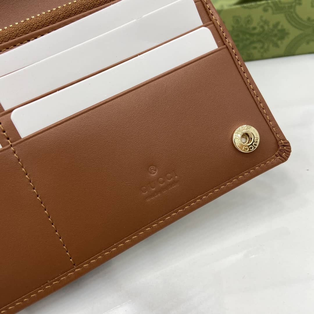 Gucci GG Emblem Beige Brown Continental Wallet_7_163906 Gucci GG Emblem Beige Brown Continental Wallet