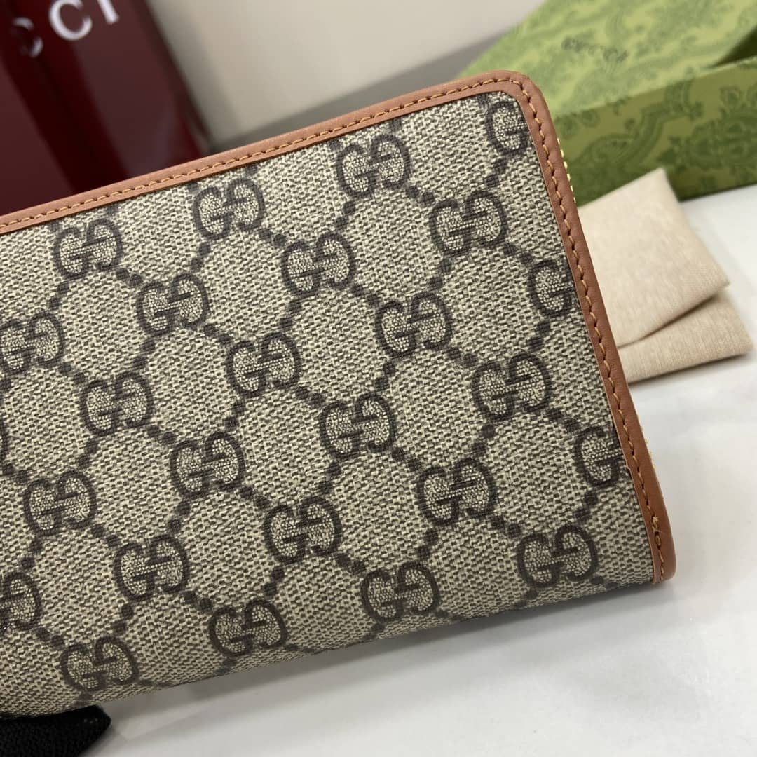 Gucci GG Emblem Beige Brown Zip Around Wallet_5_163916 Gucci GG Emblem Beige Brown Zip Around Wallet