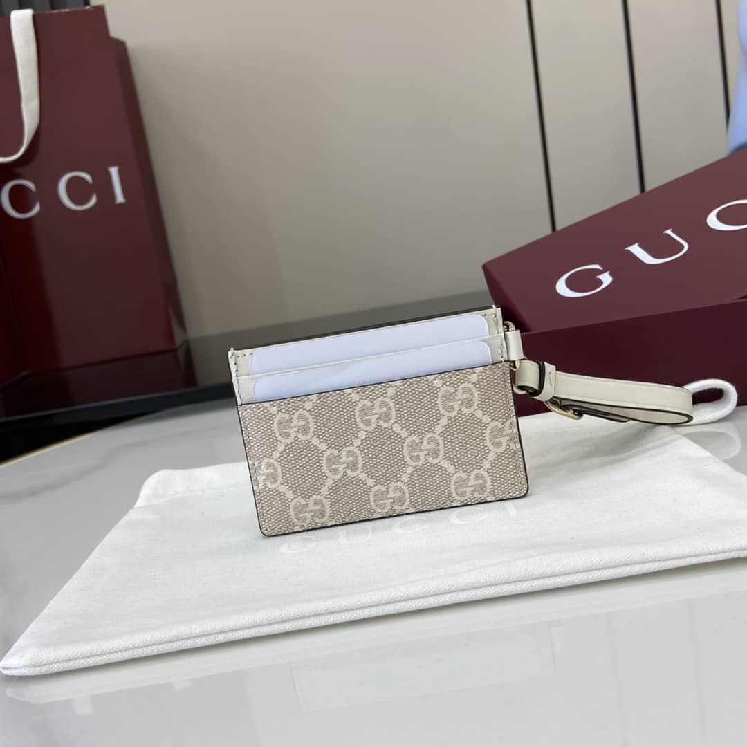 Gucci GG Emblem Beige White Card Case 819121_1_163936 Gucci GG Emblem Beige White Card Case 819121