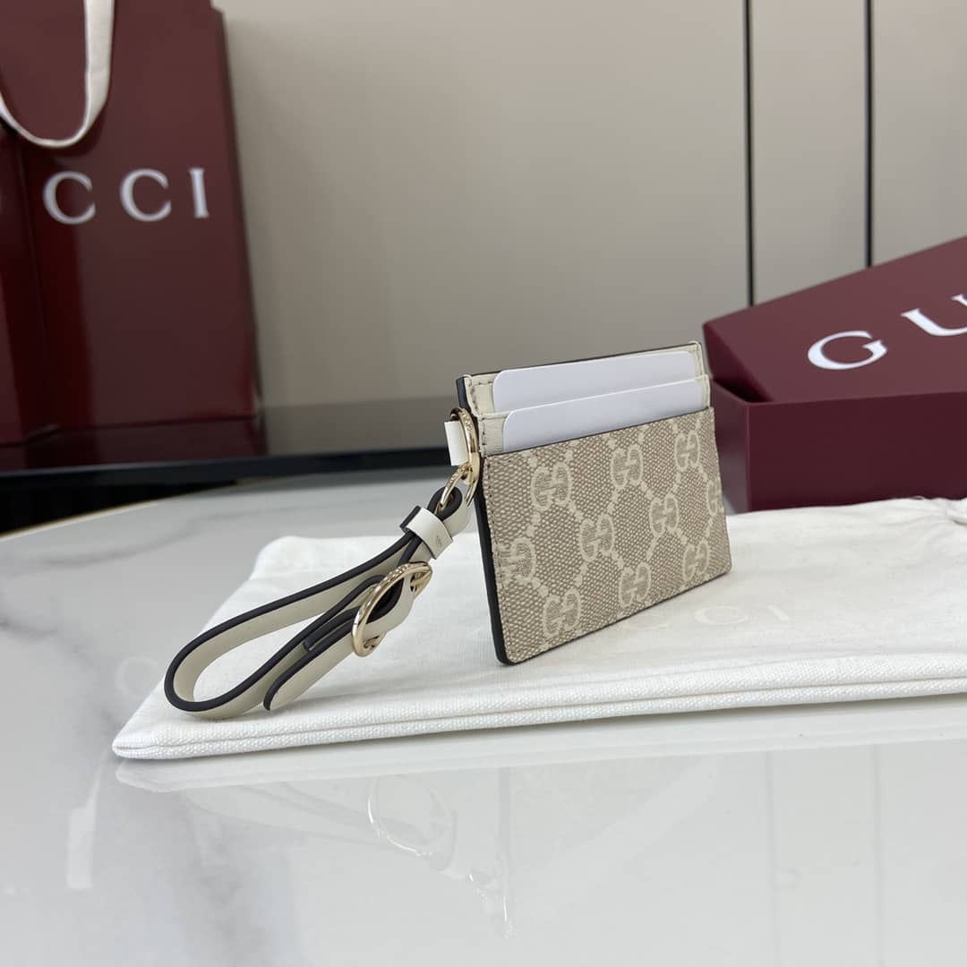 Gucci GG Emblem Beige White Card Case 819121_2_163936 Gucci GG Emblem Beige White Card Case 819121