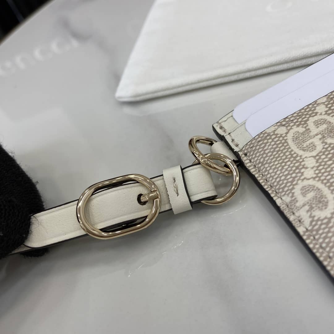 Gucci GG Emblem Beige White Card Case 819121_4_163936 Gucci GG Emblem Beige White Card Case 819121