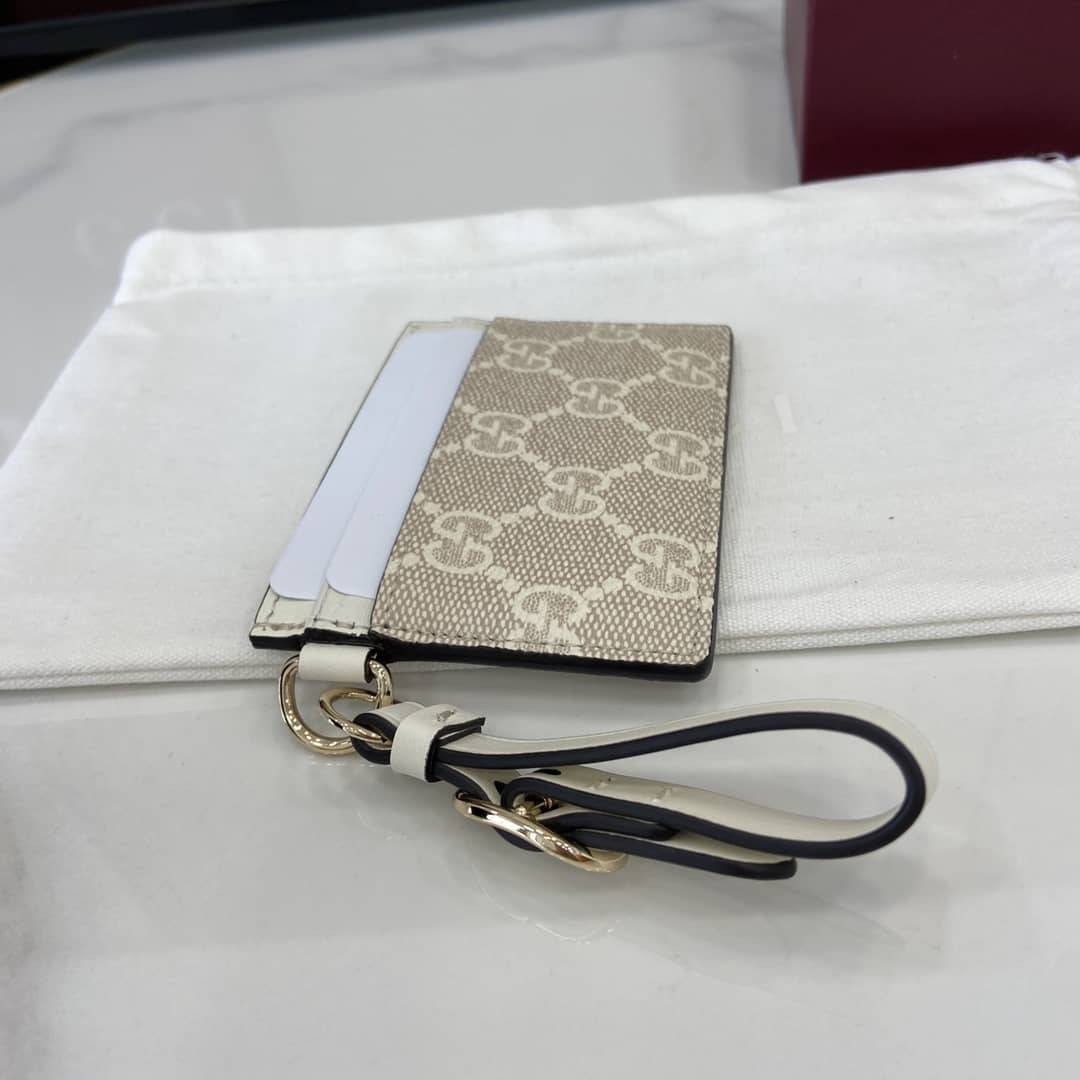 Gucci GG Emblem Beige White Card Case 819121_7_163936 Gucci GG Emblem Beige White Card Case 819121