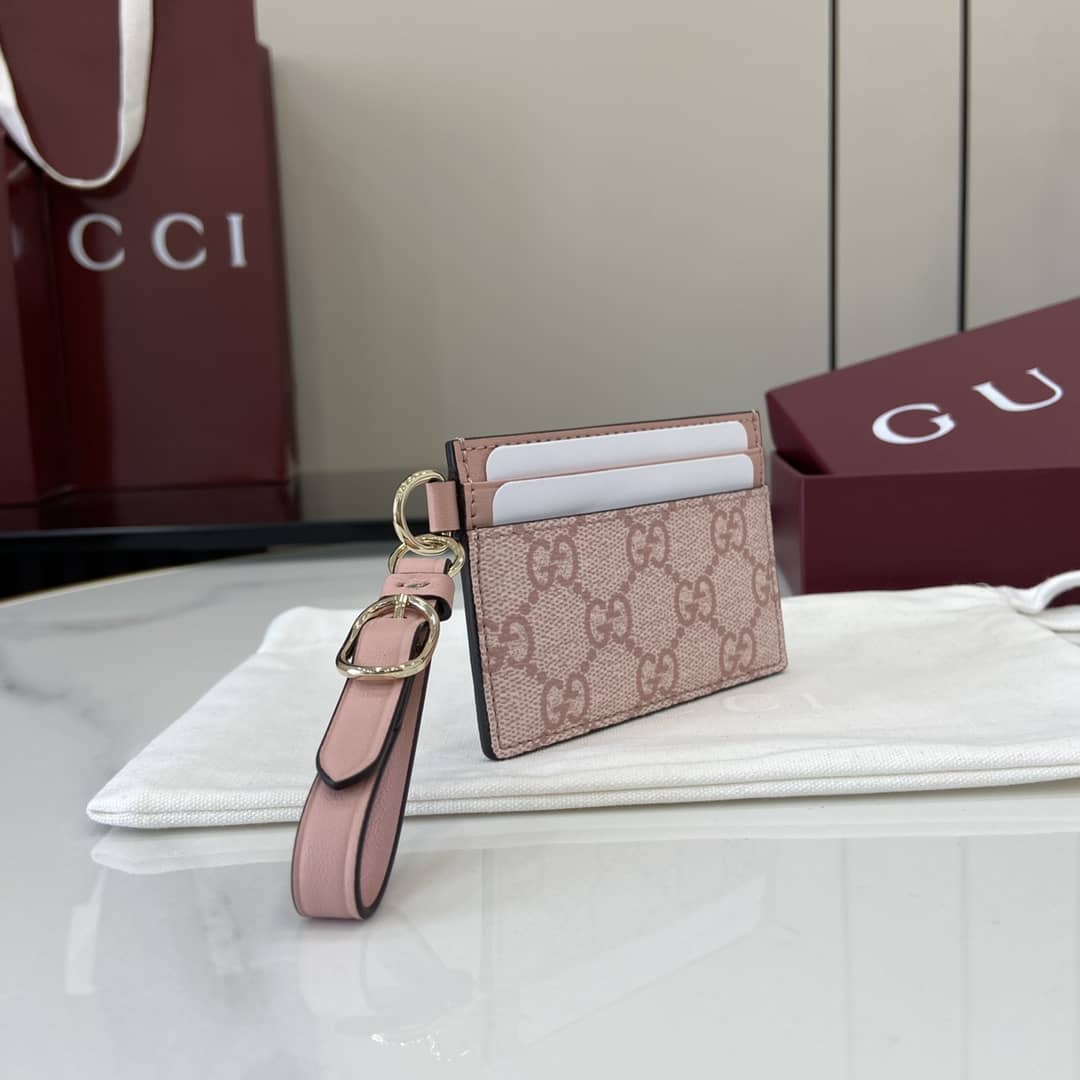 Gucci GG Emblem Light Pink Card Case 819121_2_163946 Gucci GG Emblem Light Pink Card Case 819121