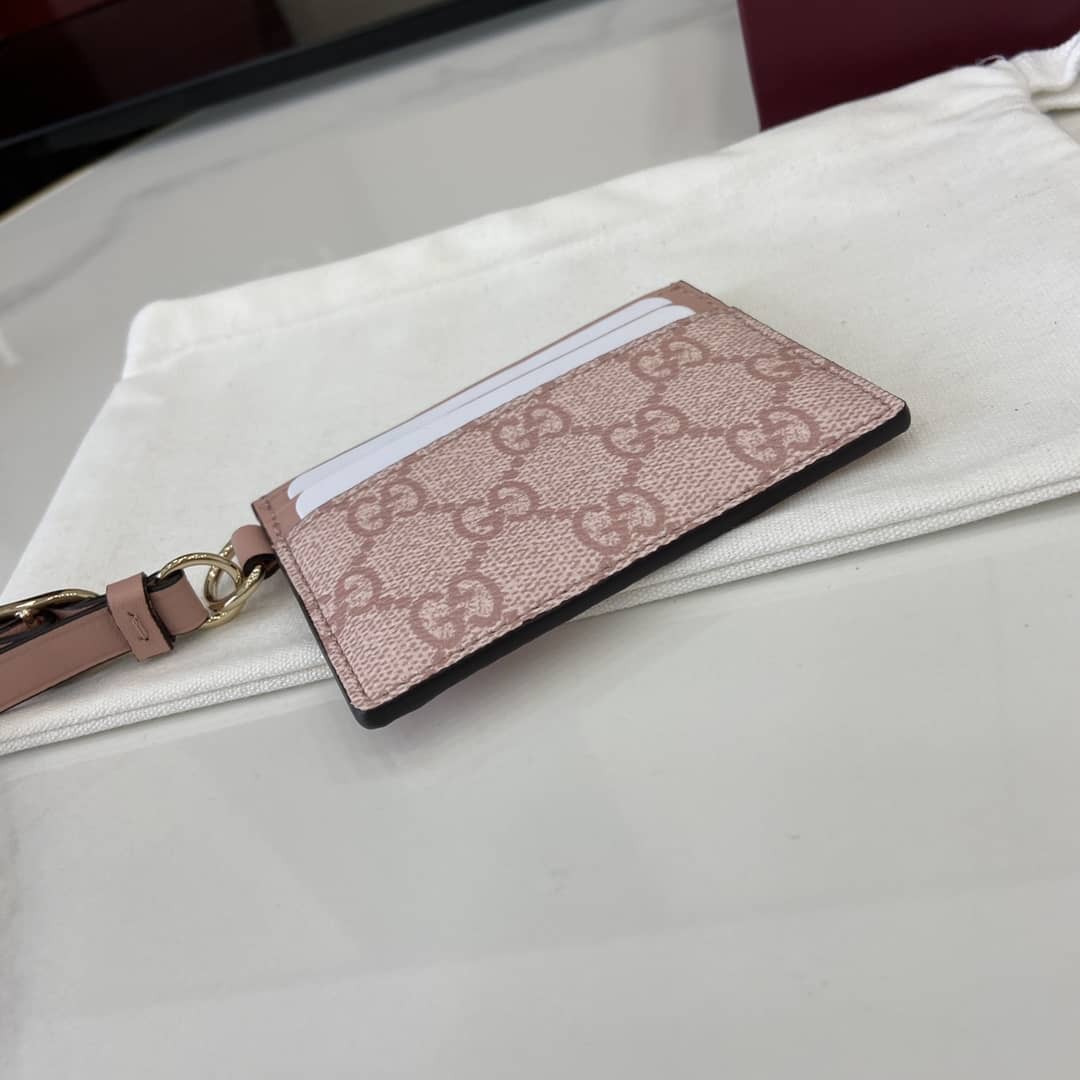 Gucci GG Emblem Light Pink Card Case 819121_3_163946 Gucci GG Emblem Light Pink Card Case 819121