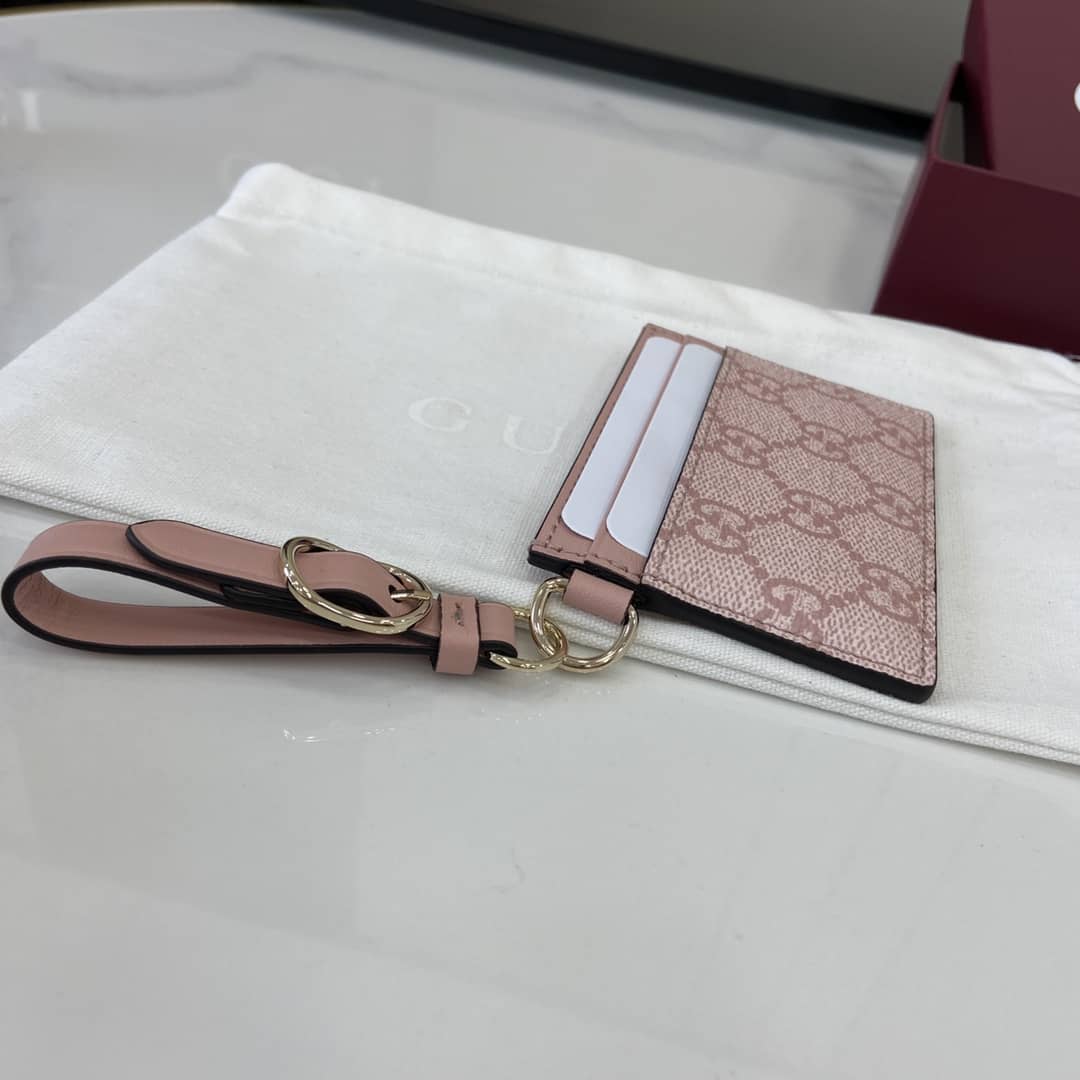 Gucci GG Emblem Light Pink Card Case 819121_4_163946 Gucci GG Emblem Light Pink Card Case 819121
