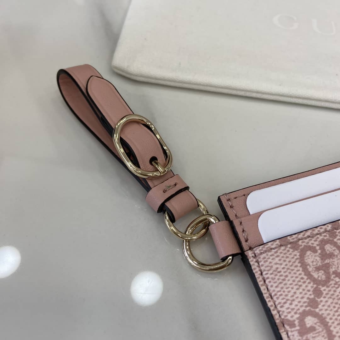 Gucci GG Emblem Light Pink Card Case 819121_5_163946 Gucci GG Emblem Light Pink Card Case 819121