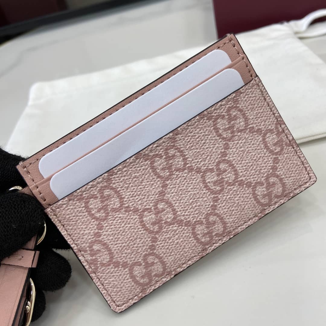 Gucci GG Emblem Light Pink Card Case 819121_6_163946 Gucci GG Emblem Light Pink Card Case 819121