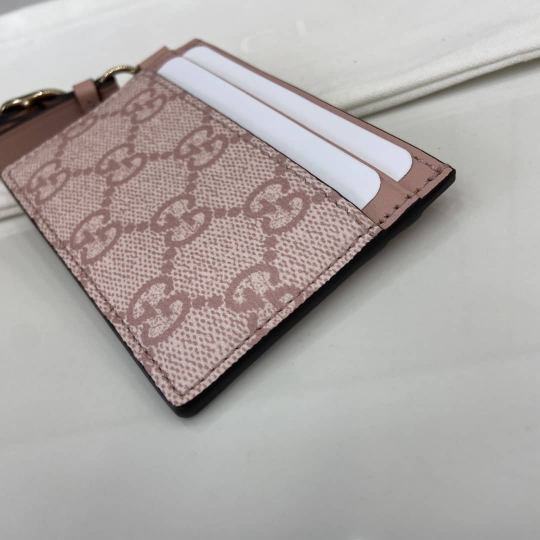 Gucci GG Emblem Light Pink Card Case 819121_7_163946 Gucci GG Emblem Light Pink Card Case 819121