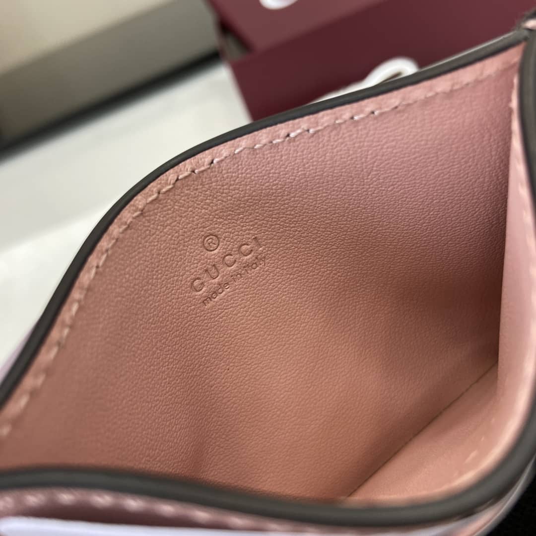 Gucci GG Emblem Light Pink Card Case 819121_8_163946 Gucci GG Emblem Light Pink Card Case 819121