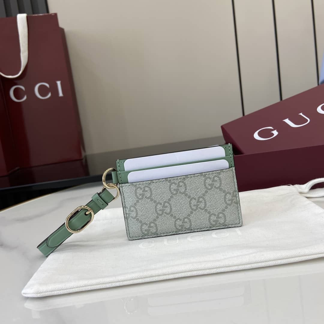 Gucci GG Emblem Grey Green Card Case 819121_10_163956 Gucci GG Emblem Grey Green Card Case 819121