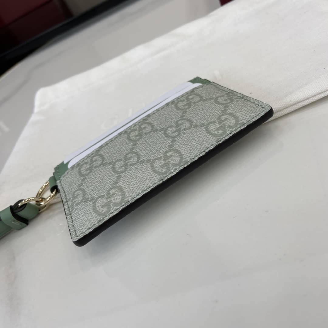 Gucci GG Emblem Grey Green Card Case 819121_3_163956 Gucci GG Emblem Grey Green Card Case 819121