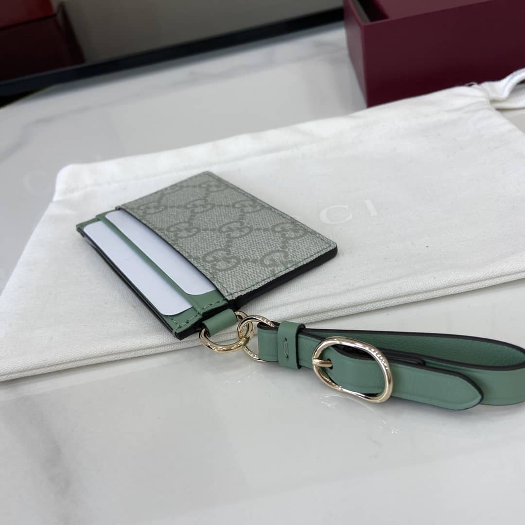 Gucci GG Emblem Grey Green Card Case 819121_7_163956 Gucci GG Emblem Grey Green Card Case 819121