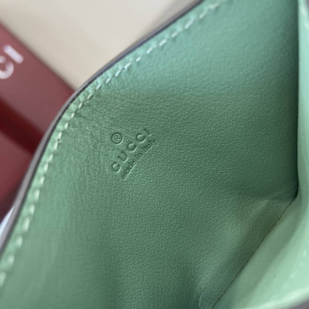 Gucci GG Emblem Grey Green Card Case 819121_8_163956 Gucci GG Emblem Grey Green Card Case 819121