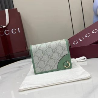 Gucci GG Emblem Small Grey Green Wallet 820692