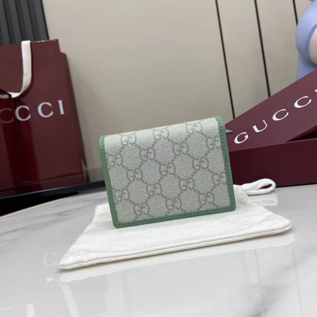 Gucci GG Emblem Small Grey Green Wallet 820692_1_163986 Gucci GG Emblem Small Grey Green Wallet 820692