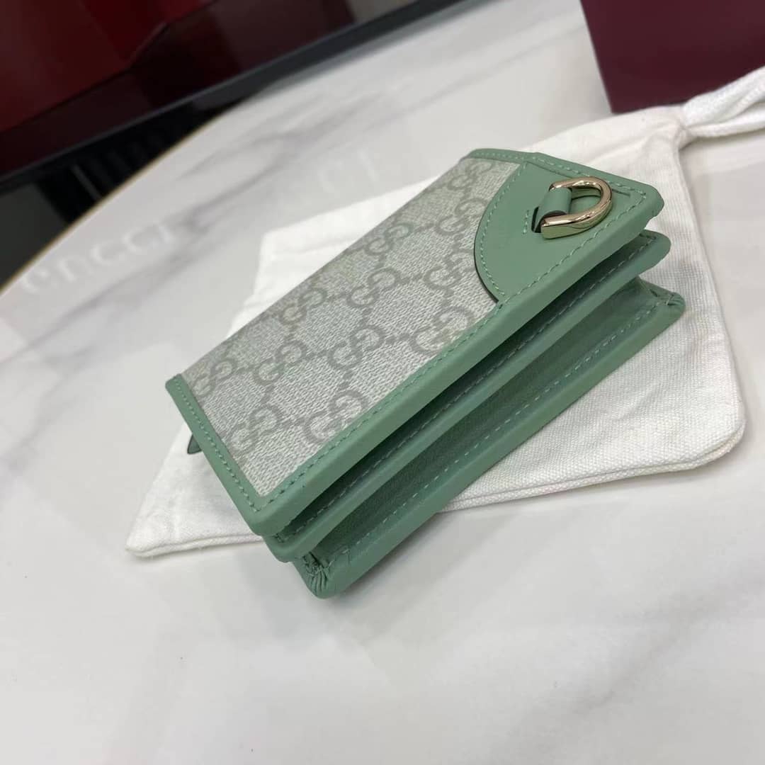 Gucci GG Emblem Small Grey Green Wallet 820692_3_163986 Gucci GG Emblem Small Grey Green Wallet 820692
