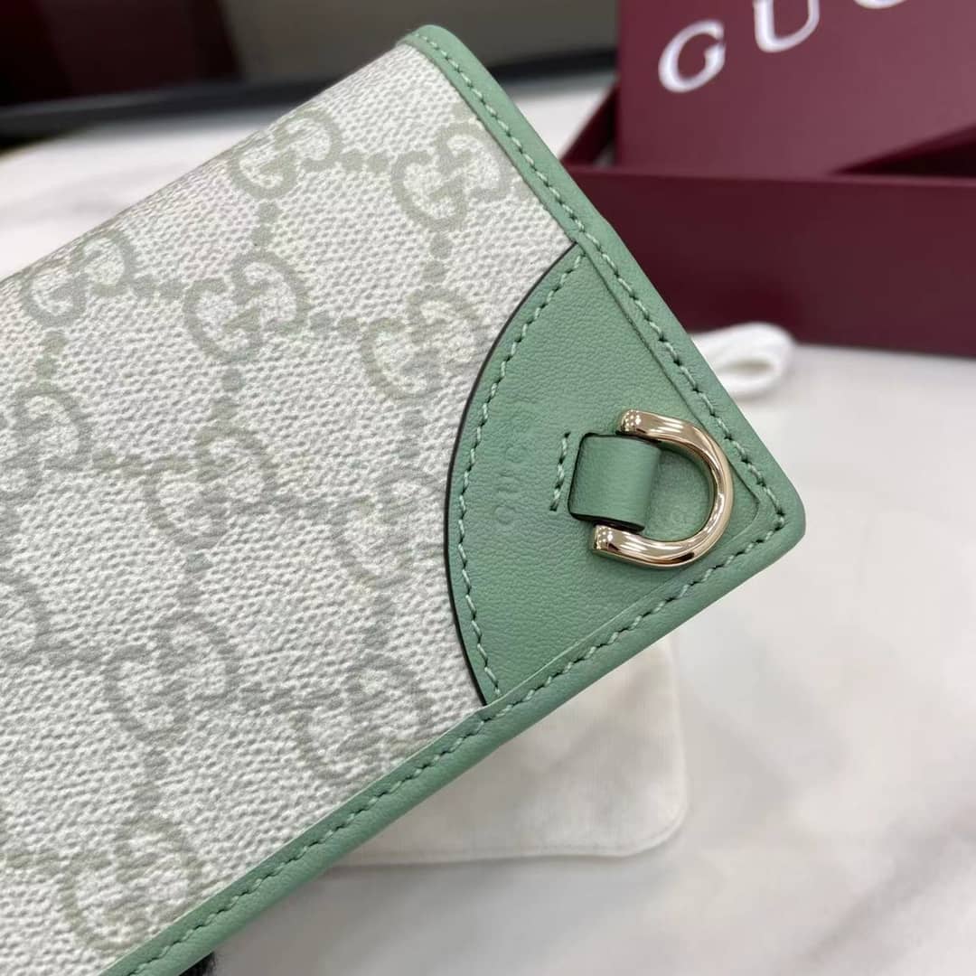 Gucci GG Emblem Small Grey Green Wallet 820692_5_163986 Gucci GG Emblem Small Grey Green Wallet 820692
