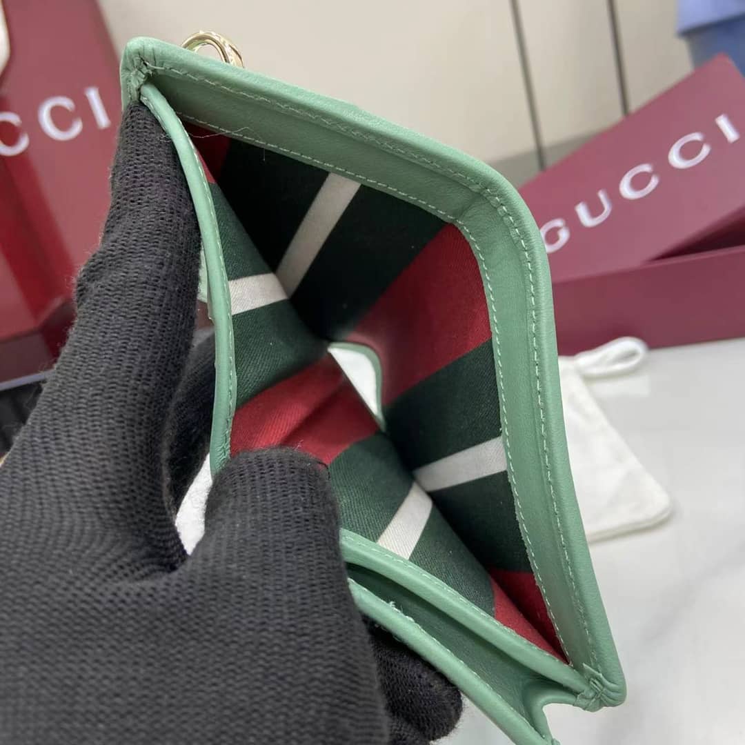 Gucci GG Emblem Small Grey Green Wallet 820692_6_163986 Gucci GG Emblem Small Grey Green Wallet 820692