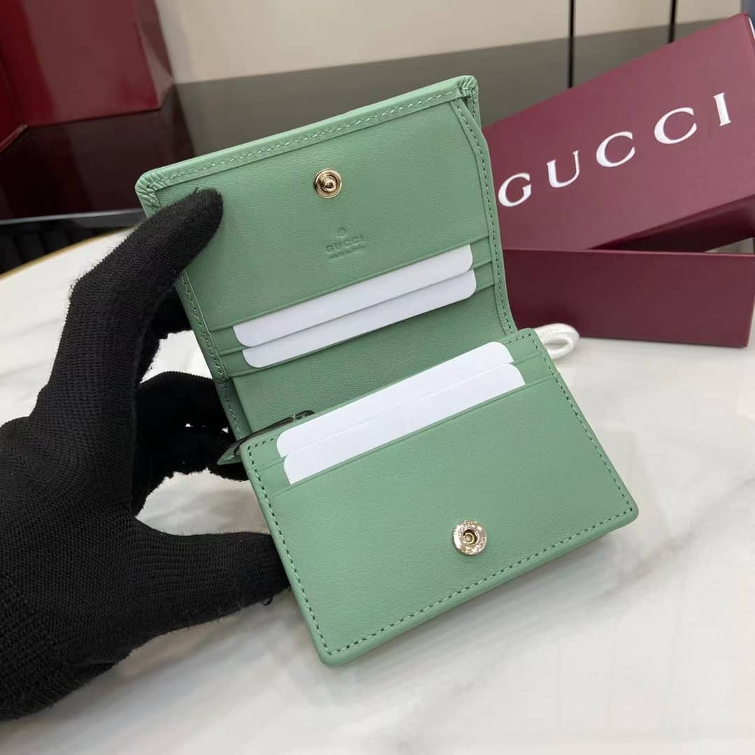 Gucci GG Emblem Small Grey Green Wallet 820692_7_163986 Gucci GG Emblem Small Grey Green Wallet 820692