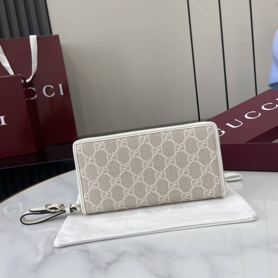 Gucci GG Emblem Beige White Zip Around Wallet_10_164006 Gucci GG Emblem Beige White Zip Around Wallet