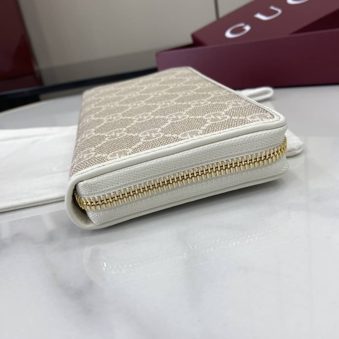 Gucci GG Emblem Beige White Zip Around Wallet_4_164006 Gucci GG Emblem Beige White Zip Around Wallet