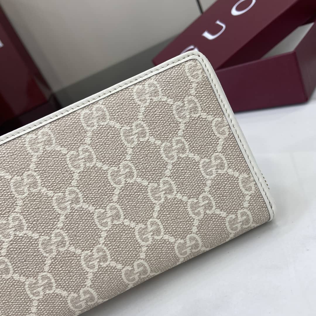 Gucci GG Emblem Beige White Zip Around Wallet_5_164006 Gucci GG Emblem Beige White Zip Around Wallet