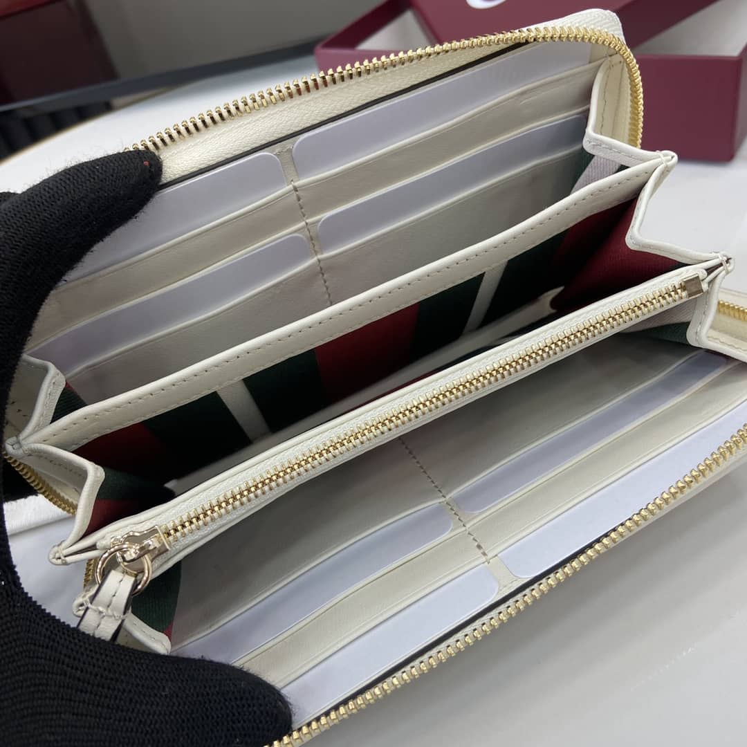 Gucci GG Emblem Beige White Zip Around Wallet_8_164006 Gucci GG Emblem Beige White Zip Around Wallet