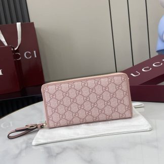 Gucci GG Emblem Light Pink Zip Around Wallet