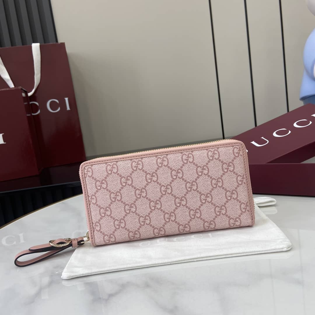 Gucci GG Emblem Light Pink Zip Around Wallet_10_164016 Gucci GG Emblem Light Pink Zip Around Wallet