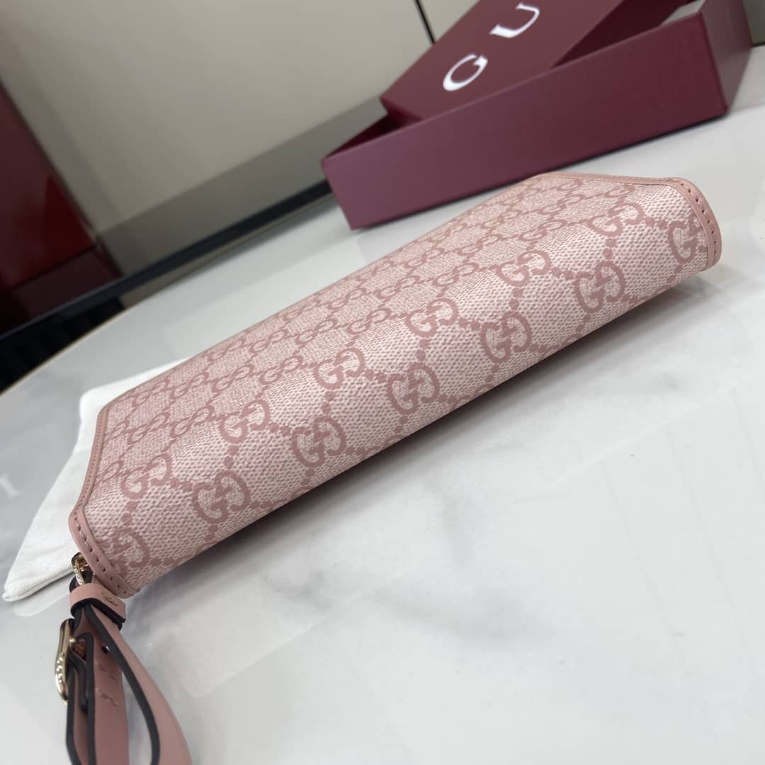 Gucci GG Emblem Light Pink Zip Around Wallet_3_164016 Gucci GG Emblem Light Pink Zip Around Wallet